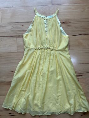 Esley Yellow Halter Dress with Floral Waist | Size Medium
